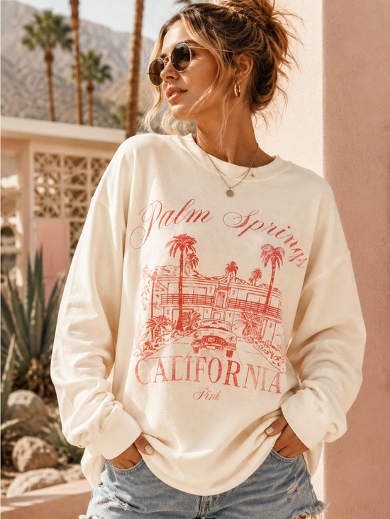 PINK Victoria's Secret Sweaters - Victoria’s Secret PINK Palm Springs California Crewneck Sweatshirt Medium